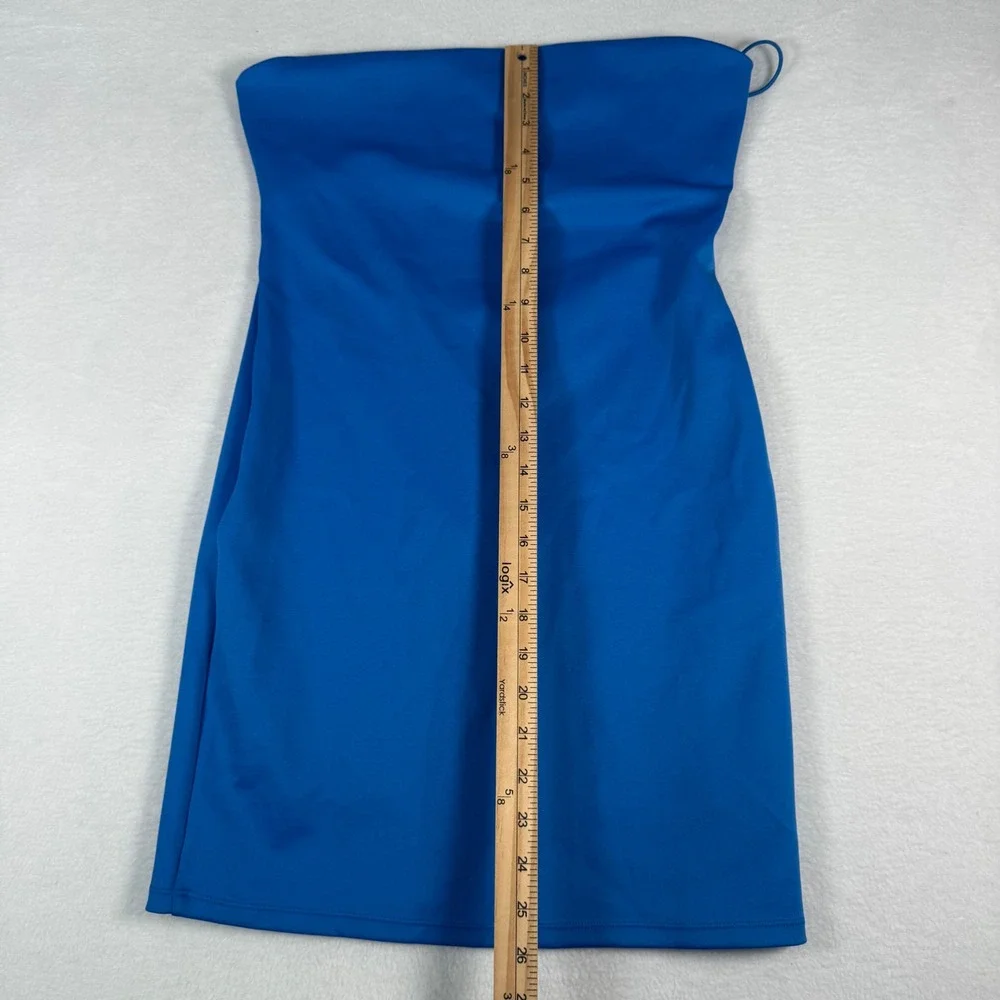 Alice + Olivia Blue Bodycon Mini Dress Womens 6 Nylon Stretch Cutout Back Y2K - Picture 6 of 9